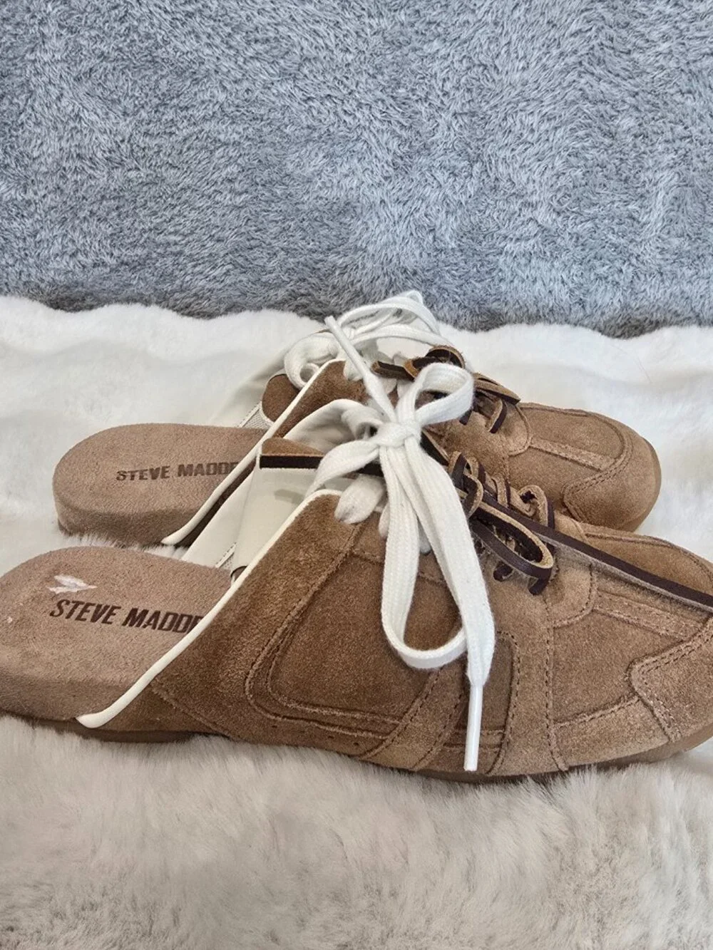 Steve Madden Women's Maysa Lace-Up Slip-On Sneakers Tan Sport Suede Size 6 NEW